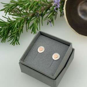 Silver Studs with Rose Gold Hearts
