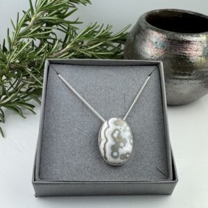 Oval Jasper and Silver Pendant
